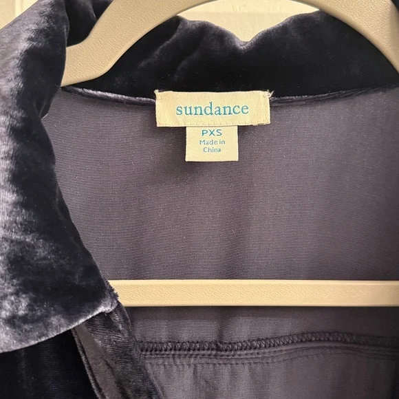 Sundance Hendrix Velvet Shirtdress Long Sleeve Navy Paris Night Blue Relaxed - Picture 4 of 8